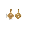 Gold plated stainless steel four leaf clover pendant with letter Z in glitter finish - Letter Z / Gold
