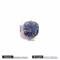 Vierkante roestvrijstalen hanger met blauwe lapis lazuli stenen in heldere hars - Vierkante Stijl - Lichtblauw