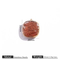 Vierkante gouden roestvrijstalen hanger met roodbruine edelsteen inleg 22mm x 20mm - Vierkante Stijl - Roodbruin