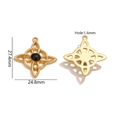 Colgante nudo celta dorado con piedra negra y agujero de 1,6 mm para joyería DIY - 27.4x24.8mm / Estilo de Cruz Obsidiana Dorada (Círculo)