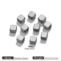 Perles carrées en acier inoxydable argenté de 4mm avec trou de 3mm pour bijoux DIY - Couleur Acier Perle Carrée 4mm