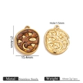 Oval 304 stainless steel ginkgo and celestial pendants in gold and brown enamel finish - Moon Sky Pendant