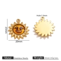 Stainless steel gold sun charm pendant with amber face detail for DIY jewelry making - Sun Pendant