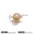 Golden stainless steel round magnetic clasp with white pearl and zircon for DIY jewelry - Imitation Pearl Gold Magnetic Clasp