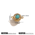 Golden stainless steel round magnetic clasp with turquoise stone and sparkling crystals - Turquoise Gold Magnetic Clasp