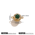 Green gemstone magnetic connector in gold stainless steel for DIY jewelry making - Dark Green Agate Gold Magnetic Clasp