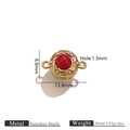 Golden stainless steel magnetic clasp connector with red stone and white rhinestones - Red Agate Gold Magnetic Clasp