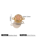 Golden stainless steel connector with pink stone and zircons for DIY jewelry making - Rose Quartz Gold Magnetic Clasp