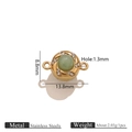 Golden stainless steel magnetic clasp with green stone and rhinestones for DIY jewelry - Green Aventurine Gold Magnetic Clasp