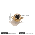 Golden stainless steel magnetic clasp with black stone and rhinestones for DIY jewelry - Obsidian Gold Magnetic Clasp
