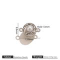 Stainless steel magnetic jewelry clasp with white faux pearl and sparkling rhinestones - Imitation Pearl Steel Magnetic Clasp