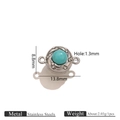 Stainless steel magnetic jewelry connector with turquoise stone and sparkling rhinestones - Turquoise Steel Magnetic Clasp