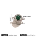 Stainless steel magnetic jewelry clasp with green gemstone and rhinestones for DIY bracelets - Dark Green Agate Steel Magnetic Clasp