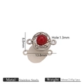 Stainless steel magnetic jewelry connector with red stone and zircon for DIY bracelets - Red Agate Steel Magnetic Clasp