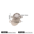 Polished stainless steel magnetic clasp with white pearl and rhinestones for DIY jewelry - White Agate Steel Magnetic Clasp
