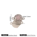 Pink gemstone and rhinestone stainless steel magnetic connector for jewelry DIY - Rose Quartz Steel Magnetic Clasp