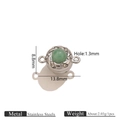 Green gemstone stainless steel circular magnetic connector with rhinestone accents for DIY jewelry - Green Aventurine Steel Magnetic Clasp