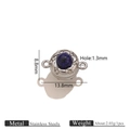 Lapis blue stone pendant connector in stainless steel with 1.3mm hole for DIY jewelry - Lapis Lazuli Steel Magnetic Clasp