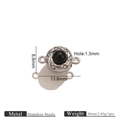 Silver stainless steel magnetic clasp with rhinestones and black stone for DIY jewelry - Obsidian Steel Magnetic Clasp