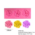 Pink silicone mold with 3D rose flower shapes for DIY baking and handmade soap making - Triple Rose Style