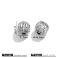 Perla in acciaio inossidabile placcato oro 18K con strisce zucca, 12,2 mm x 11,5 mm - Perline Anguria / 12mm / Color Acciaio
