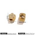 Golden flower clover bead in 18K plated stainless steel with white crystal inlay - Gold Flower Rhinestone Bead / Gold-White