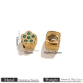 18K gold plated clover bead with green zircon inlays for DIY jewelry making - Gold Flower Rhinestone Bead / Gold-Dark Green