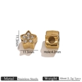 Gold plated stainless steel star charm with white zircon inlay for DIY bracelet - Gold Star Rhinestone Bead / Gold-White