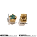 18K gold plated stainless steel star charm with blue zircon stones for DIY jewelry - Gold Star Rhinestone Bead / Gold-Dark Green