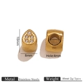 18K gold plated stainless steel teardrop spacer bead with clear cubic zirconia stones - Gold Teardrop Rhinestone Bead / Gold-White