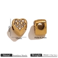 18K gold plated heart bead in stainless steel with nine cubic zirconia inlays - Gold Heart Rhinestone Bead / Gold-White