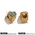 18K gold plated heart charm with blue rhinestones and 4.2mm hole for DIY jewelry - Gold Round Rhinestone Bead / Gold-Blue