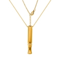 Golden stainless steel meditation whistle necklace for mindful breathing and stress relief - Chain 50+5cm / Gold (Bamboo Style)