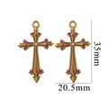 Detailed macro view of retro gold cross pendants with purple enamel and 35mm height - Gothic Purple Style (1729)
