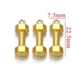 Three gold dumbbell charms in stainless steel with 22.5mm height and knurled texture - Gold (7.5mm x 22.5mm)