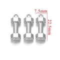 Detailed macro view showing the anti-slip texture and dimensions of the dumbbell pendant - Steel Color (7.5mm x 22.5mm)