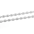 Coffee bean style stainless steel chain link with textured grid finish in silver - Per Meter / Steel