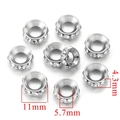 Silver stainless steel spacer beads with rhinestones, 11mm outer diameter for DIY jewelry - 11mm Steel