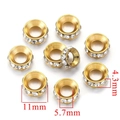 Golden 11mm stainless steel spacer beads with crystal rhinestones for DIY jewelry - 11mm Gold