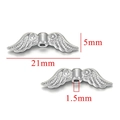 Silver vintage wing-shaped beads with vertical holes for DIY jewelry making 21mm - Wing Style 2 (Steel Color-2) / Steel