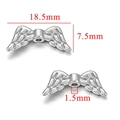 Silver stainless steel angel wing spacer beads with detailed feather texture in 18.5mm size - Wing Style 3 (Steel Color-3) / Steel