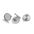 Detailed silver stainless steel stud earring bezel tray with ear backs for DIY jewelry - Steel / Inner Setting 4mm