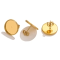 18K gold plated stainless steel DIY stud earring settings with butterfly backings - Gold / Inner Setting 4mm