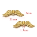 Goldene Vintage Edelstahl Engelsflügel Perle für DIY Schmuckherstellung 21mm - Flügelstil 2 (Goldfarbe-2)