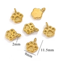 Lot de six breloques pattes d'animaux en acier inoxydable doré pour bijoux DIY - Patte d'ours