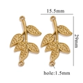 Pendentif feuille en acier inoxydable doré avec détails pour la création de bijoux DIY - 5-Feuille Double Trou