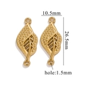 Connecteur pendentif feuille dorée en acier inoxydable pour création de bijoux - Feuille à deux trous