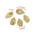Set di cinque ciondoli a foglia in acciaio inossidabile dorato con venature, 17,5x10mm - Stile Foglia Texturizzata B / Oro