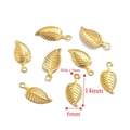 Ciondolo a foglia in acciaio inox dorato per gioielli fai-da-te, 14mm x 6mm - Stile Foglia Piccola C / Oro