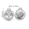 Macro view showing dimensions and Aries relief on a 20.5mm stainless steel pendant - Aries / Silver